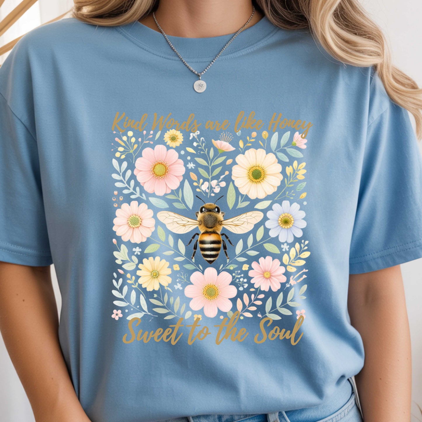 Kind Words Are Like Honey Comfort Colors® Tee – Christian Floral Bee Shirt