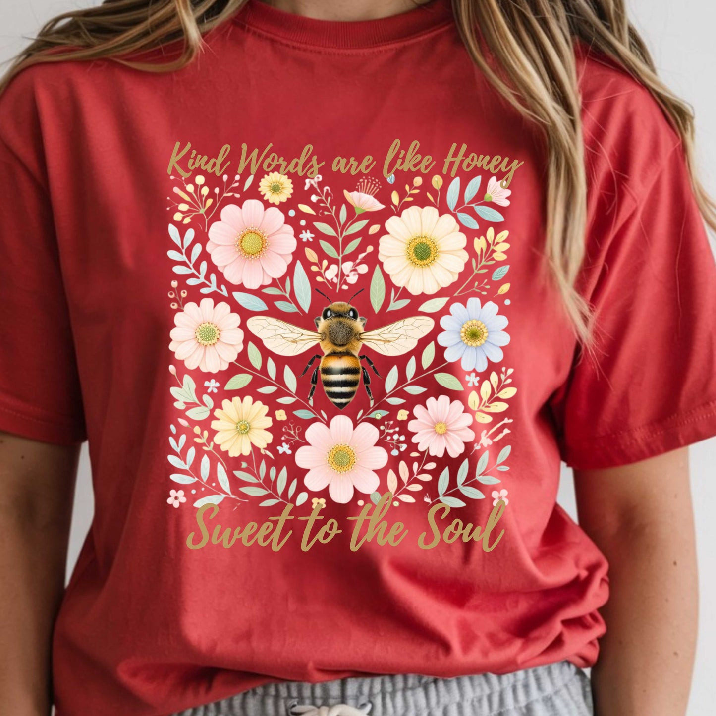Kind Words Are Like Honey Comfort Colors® Tee – Christian Floral Bee Shirt
