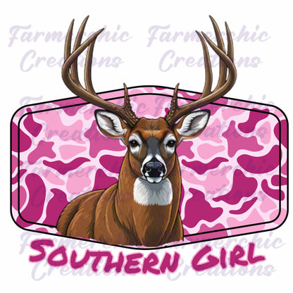 Southern Girl Deer Pink Camo – Digital Download | Hunting Girl Sublimation PNG