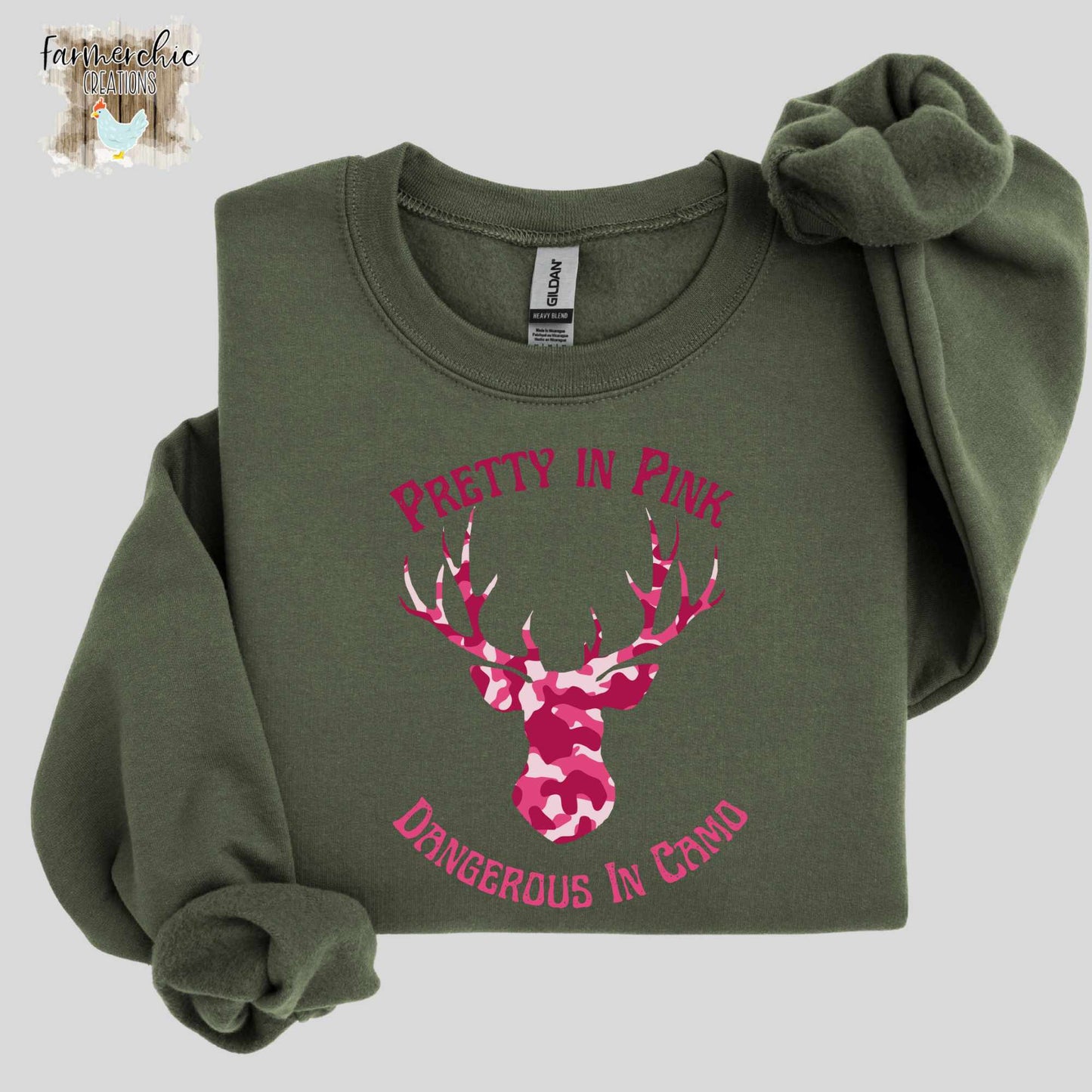 Pretty in Pink Dangerous in Camo Sweatshirt