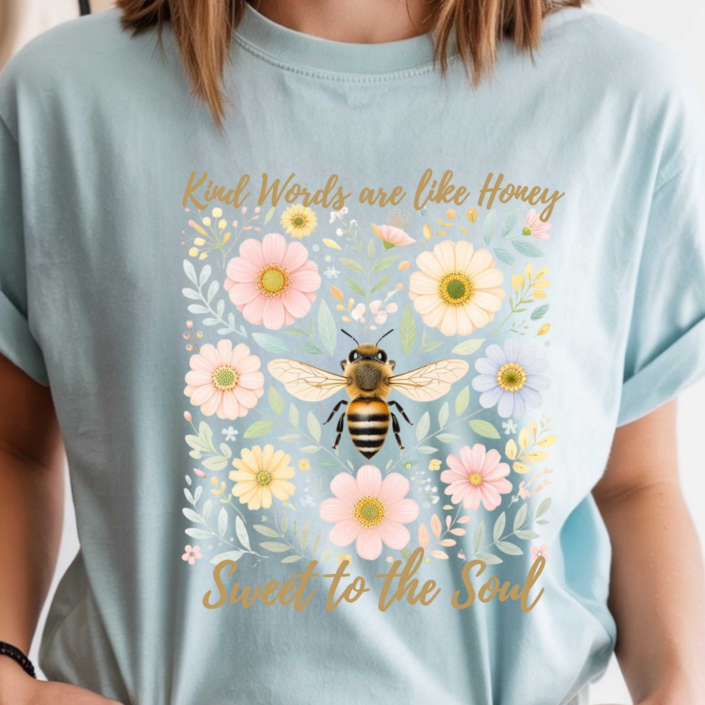 Kind Words Are Like Honey Comfort Colors® Tee – Christian Floral Bee Shirt