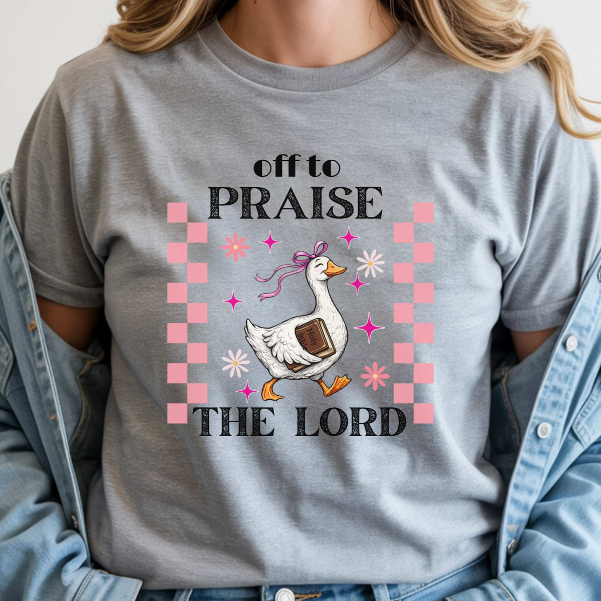 Off to Praise the Lord Goose Christian T-Shirt | Cute Faith Farm Shirt